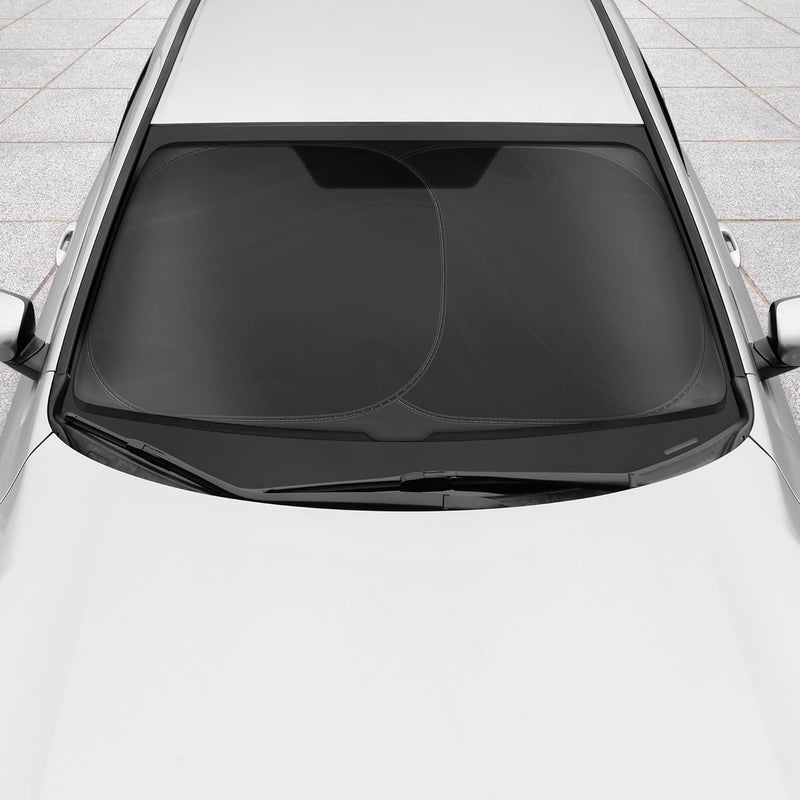 BDK 2PC Metallic Black Car Window Sun Shade Auto Shade for Windshield Visor, Block UV Reflect Heat to Keep Your Car SUV Truck, 31.75" x 28.75" - Image 4
